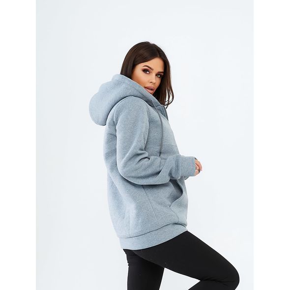 Жіноча тепла кофта на блискавці з капюшоном сіра 599-5299, Колір: Сірий, Розмір: s-m, фото 