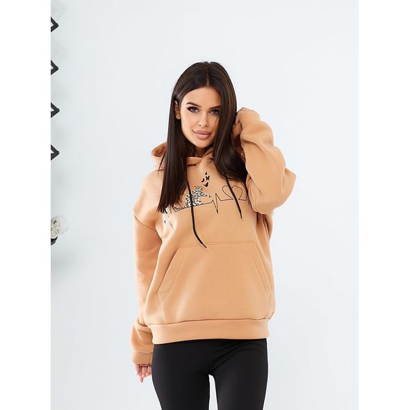 Жіночий стильний худий теплий бежевий 601-5301, Колір: Бежевий, Розмір: s-m, фото 