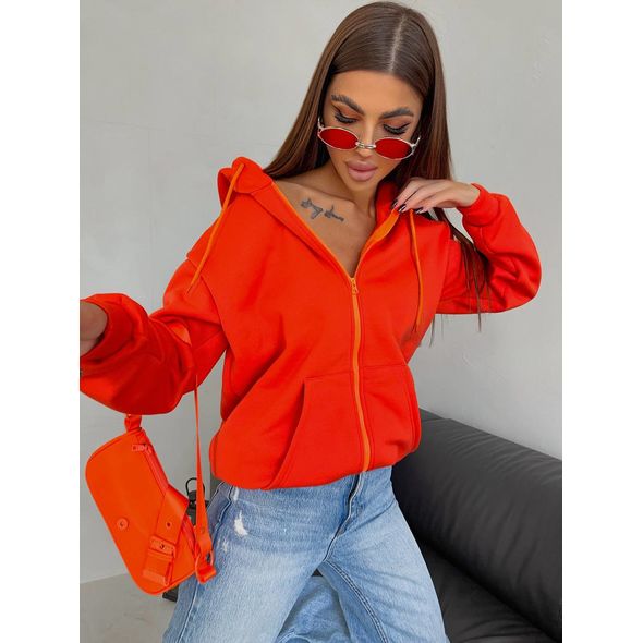Жіноча кофта на блискавці помаранчева 582-5282, Колір: Помаранчевий, Розмір: 54-56, фото 