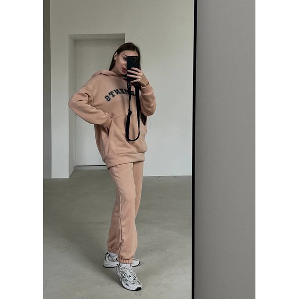 Женский спортивный костюм свободного кроя бежевый 1371, Цвет: Бежевый, Размер: 42-46 UKR (One size), фото , изображение 2