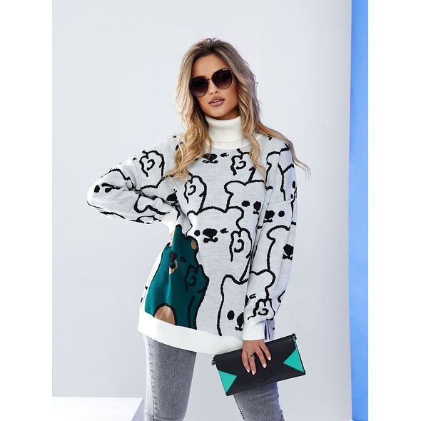 Жіночий светр-туніка вільного крою білий 1030, Колір: Білий, Розмір: 42-46, фото 
