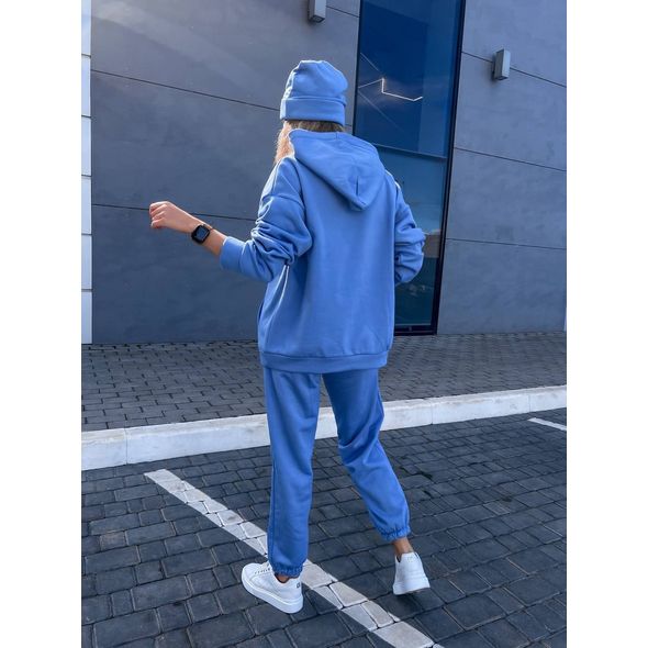 Женский костюм спортивный тройка штаны, кофта и шапка цвет джинс 10275, Цвет: Джинс, Размер: S-M (42-44 UKR), фото , изображение 2