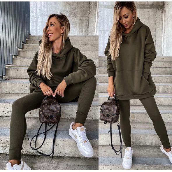 Жіночий спортивний костюм стильний хакі #224, Колір: Хакі, Розмір: s-m, фото 