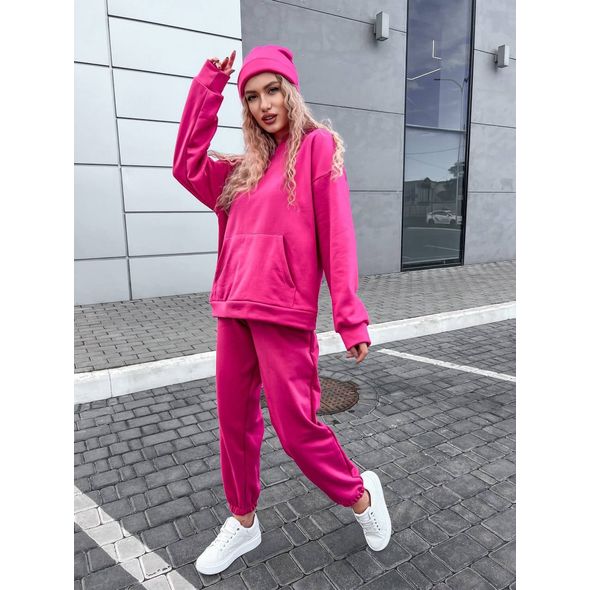 Жіночий костюм спортивний трійка штани, кофта та шапка колір малиновый 10275, Колір: Малиновий, Розмір: s-m, фото 