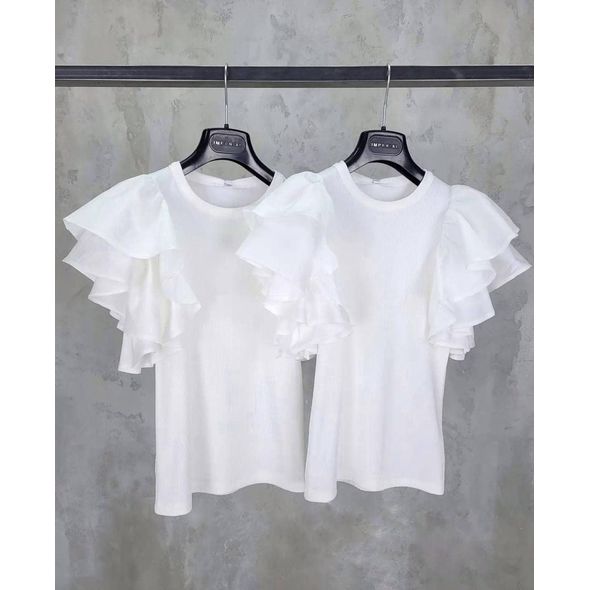 Блузка біла з коротким рукавом 3245, Колір: Білий, Розмір: 42-46, фото 