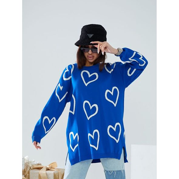 Жіночий светр вільного крою синій 1039, Колір: Синій, Розмір: 42-46, фото 