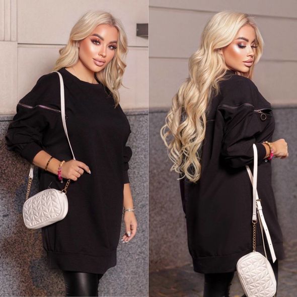 Туніка жіноча подовжена чорна 2279/2280, Колір: Чорний, Розмір: s-m, фото 