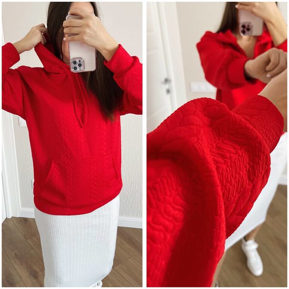 Женское худи красное 354/1354, Цвет: Красный, Размер: 42-46 UKR (One size), фото 