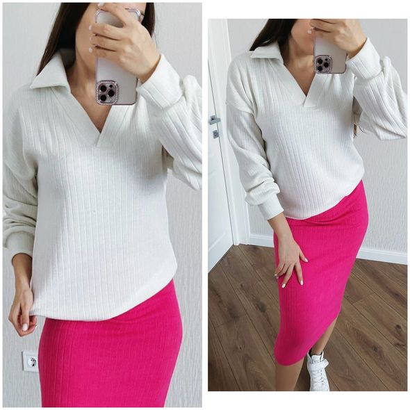 Жіночий светр модний білий 868/1868, Колір: Білий, Розмір: 42-46, фото 