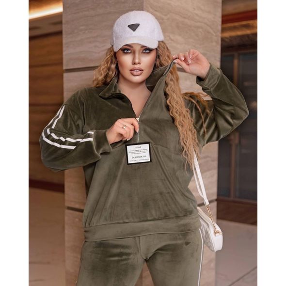 Женский. спортивный костюм велюровый хаки 423, Цвет: Хаки, Размер: 50-52 UKR, фото 