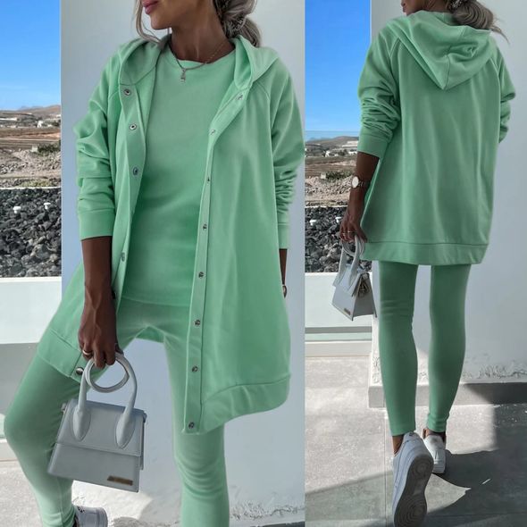 Жіночий костюм стильний трійка колір фісташка 1984, Колір: Фісташковий, Розмір: 50-52, фото 