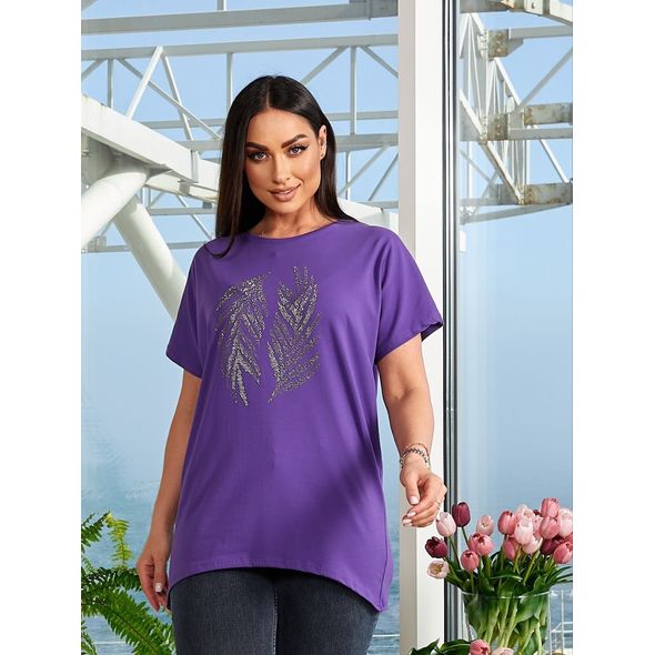Жіноча футболка для повних фіолетова 3005, Колір: Фіолетовий, Розмір: 48-54, фото 