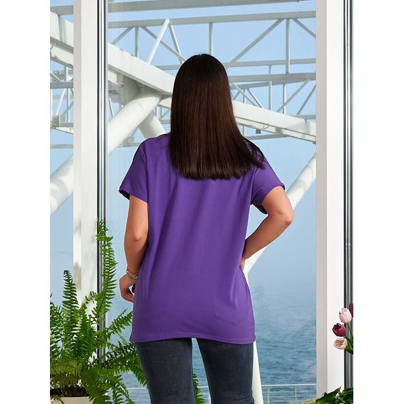 Жіноча футболка для повних фіолетова 3005, Колір: Фіолетовий, Розмір: 48-54, фото , зображення 2