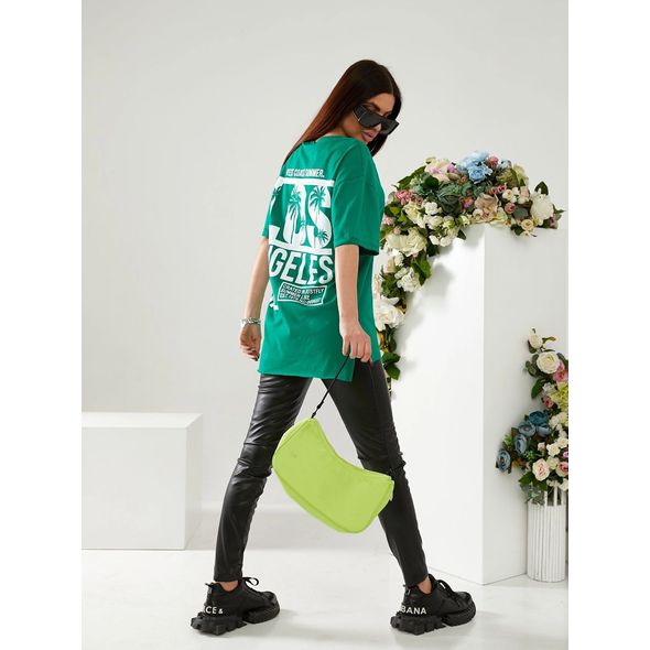 Женская футболка свободного кроя зеленая 30016, Цвет: Зеленый, Размер: M (44 UKR), фото 