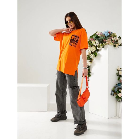 Женская футболка свободного кроя оранжевая 30016, Цвет: Оранжевый, Размер: S (42 UKR), фото 