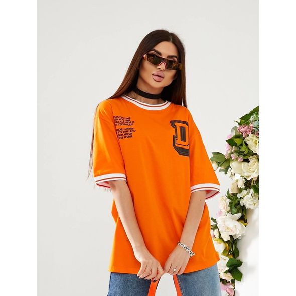 Жіноча вільна футболка помаранчева 10047, Колір: Помаранчевий, Розмір: S, фото 