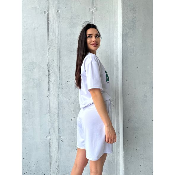 Женский летний костюм спортивный шорты и футболка цвет белый 502, Цвет: Белый, Размер: L-XL (46-48 UKR), фото , изображение 3