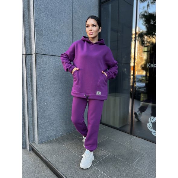 Женский спортивный костюм на флисе цвет фиолетовый 23038, Цвет: Фиолетовый, Размер: S-M (42-44 UKR), фото 