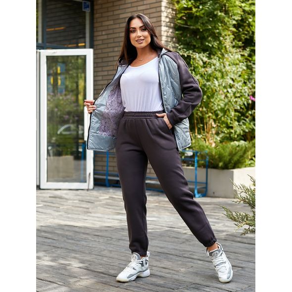 Жіночий спортивний графітовий костюм 23032, Колір: Графіт, Розмір: 46-48, фото 