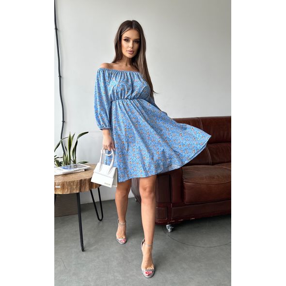 Сукня міні з коротким рукавом блакитне 493, Колір: Блакитний, Розмір: s-m, фото , зображення 3