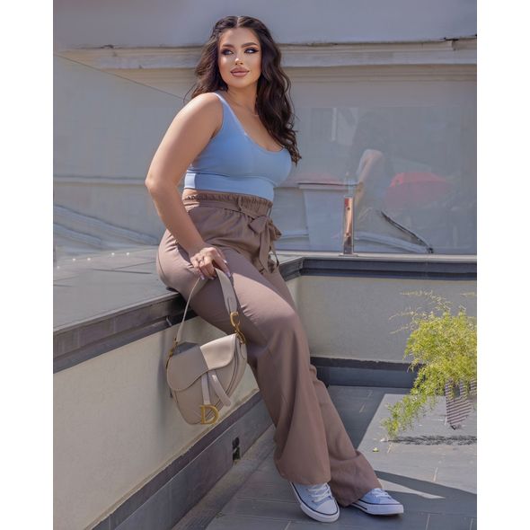 Жіночі штани вільного крою прямі кава 432, Колір: Кавовий, Розмір: 50-52, фото , зображення 2