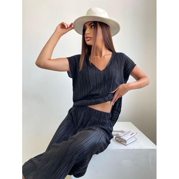 Жіночий костюм літній колір чорний 27511, Колір: Чорний, Розмір: 42-46, фото 