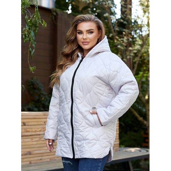 Жіноча куртка коротка сіра з капюшоном 23029, Колір: Сірий, Розмір: s-m, фото 