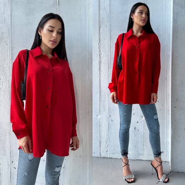 Женская рубашка свободного кроя красная 500, Цвет: Красный, Размер: 42-46 UKR (One size), фото 
