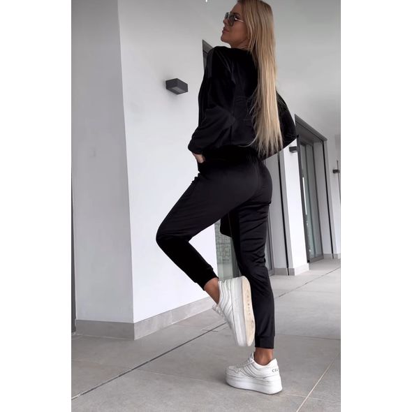 Женский костюм тройка велюровый черный 30382, Цвет: Черный, Размер: S-M (42-44 UKR), фото , изображение 2