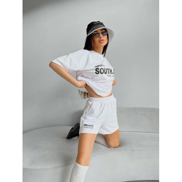 Женский спортивный костюм летний футболка и шорты белый 30398, Цвет: Белый, Размер: S-M (42-44 UKR), фото , изображение 3
