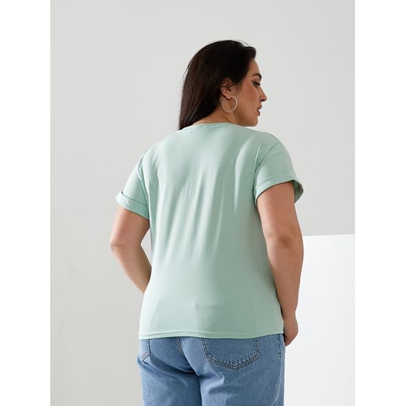Женская футболка летняя однотонная мятная 6020, Цвет: Мятный, Размер: 42-46 UKR (One size), фото , изображение 2