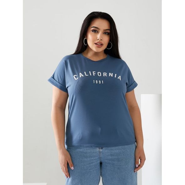 Жіноча футболка джинс California 6022, Колір: Джинс, Розмір: 42-46, фото 