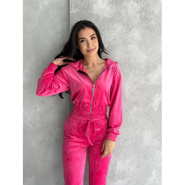 Жіночий велюровий костюм спортивний малиновий 10364, Колір: Малиновий, Розмір: S, фото , зображення 3