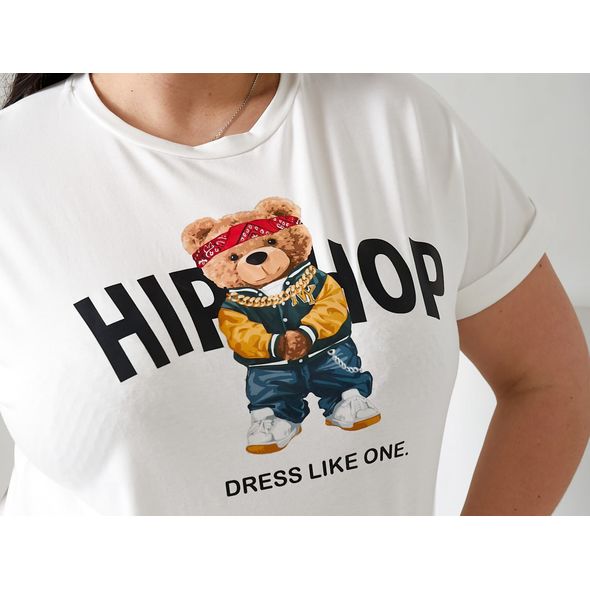 Женская футболка с красивым рисунком цвет молочный 6023, Цвет: Молочный, Размер: 42-46 UKR (One size), фото , изображение 3