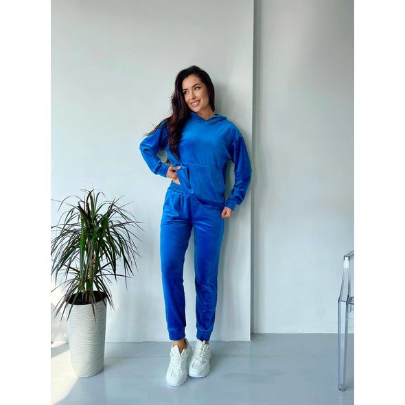 Женский велюровый костюм стильный электрик 10365, Цвет: Электрик, Размер: S (42 UKR), фото , изображение 2