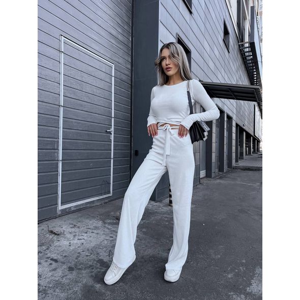 Женский трикотажный костюм белый на лето 10361, Цвет: Белый, Размер: S (42 UKR), фото 