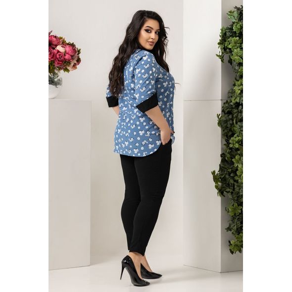 Жіночий костюм великого розміру на блакитний літо 30414, Колір: Блакитний, Розмір: 50-52, фото , зображення 2