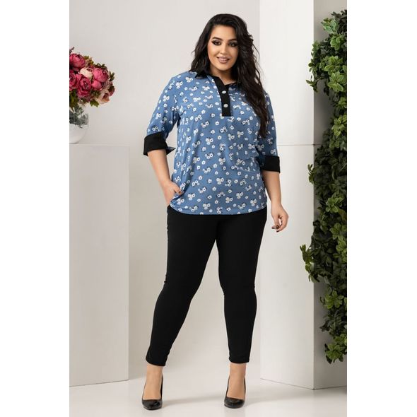 Жіночий костюм великого розміру на блакитний літо 30414, Колір: Блакитний, Розмір: 50-52, фото 