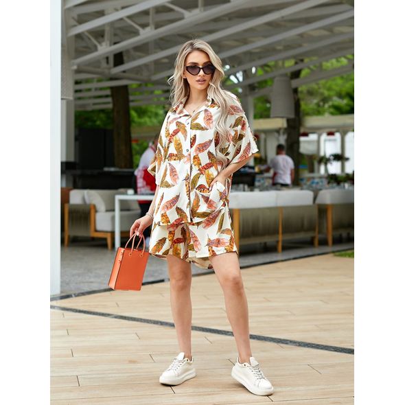 Женский летний костюм с шортами и рубашкой 290/1, Размер: S-M (42-44 UKR), фото 