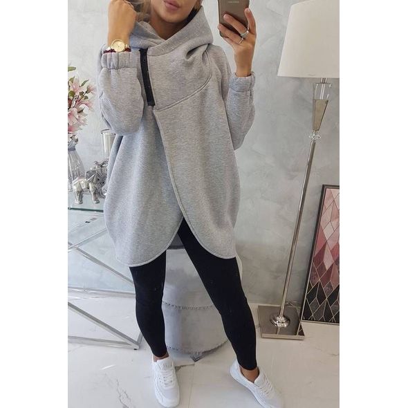 Женская толстовка серый с капюшоном 3281, Цвет: Серый, Размер: 42-46 UKR (One size), фото 