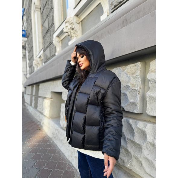 Женская куртка модная черная 1495, Цвет: Черный, Размер: 48-50 UKR, фото , изображение 5