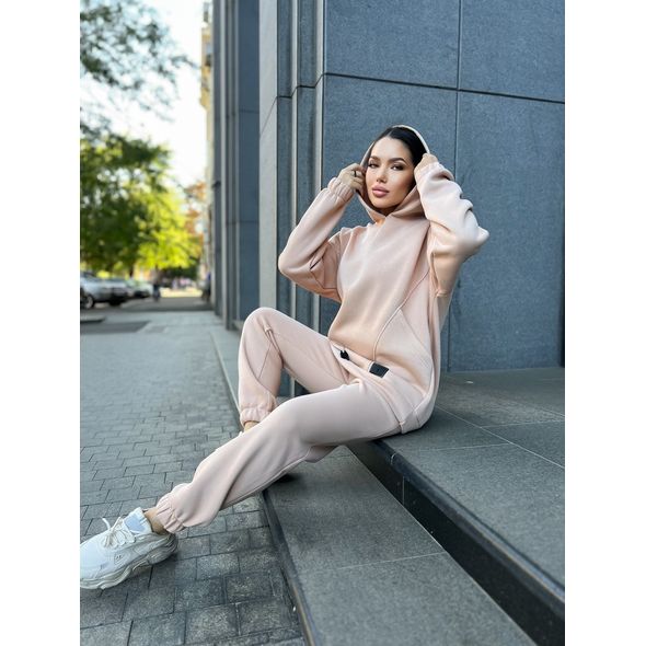 Женский спортивный костюм на флисе цвет бежевый 23038, Цвет: Бежевый, Размер: S-M (42-44 UKR), фото , изображение 2