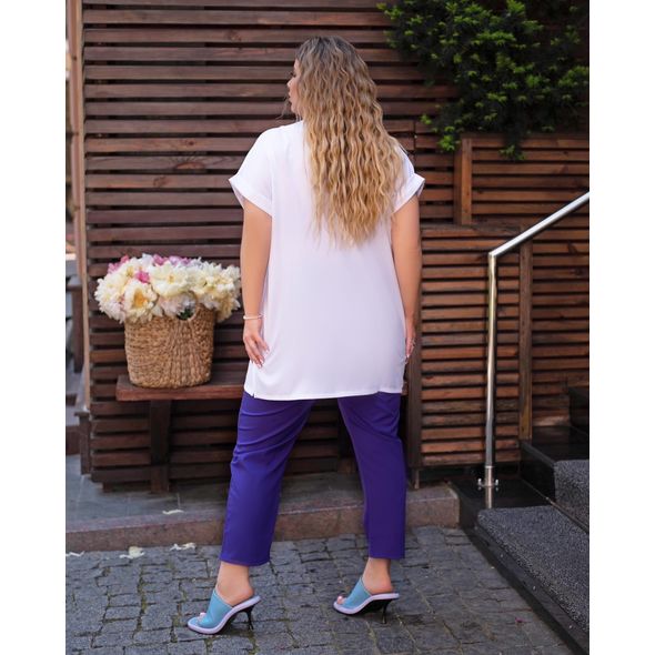 Жіночий прогулянковий костюм штани та футболка колір фіолетовий 1033, Колір: Фіолетовий, Розмір: 50-52, фото , зображення 2