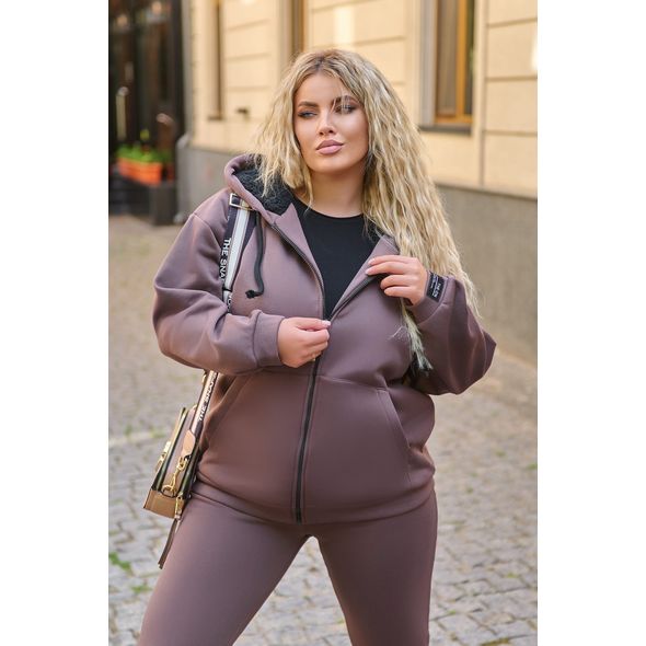 Женский спортивный костюм теплый большого размера шоколадный 1041, Цвет: Шоколад, Размер: 54-56 UKR, фото , изображение 4