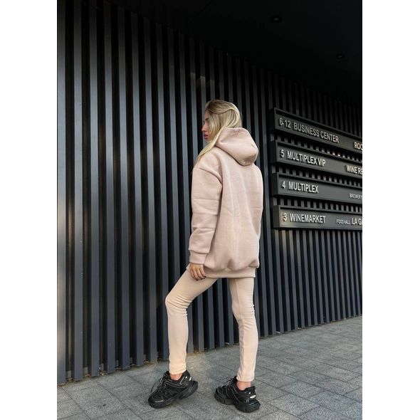 Женский спортивный костюм бежевый худи с лосинами 528, Цвет: Бежевый, Размер: L-XL (46-48 UKR), фото , изображение 2