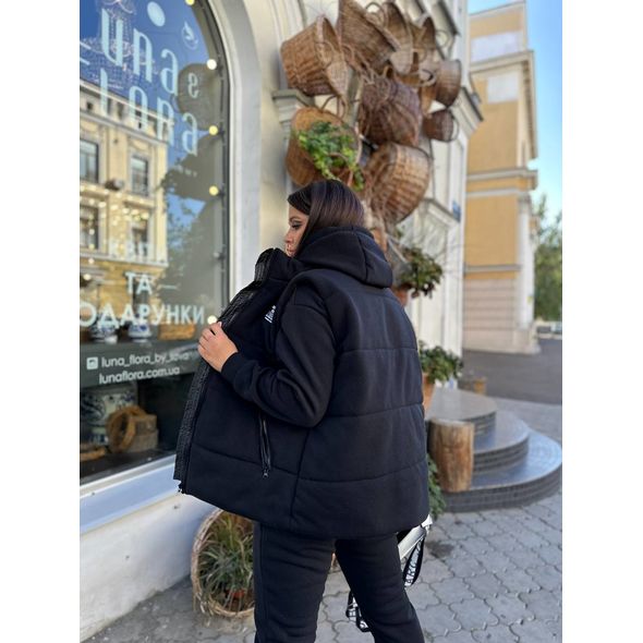 Женский спортивный костюм тройка теплый черный большого размера 1491, Цвет: Черный, Размер: 52-54 UKR, фото , изображение 5