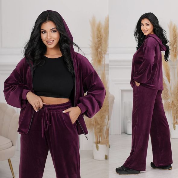 Жіночий спортивний костюм велюровий марсала 1337/1338, Колір: Марсала, Розмір: s-m, фото 