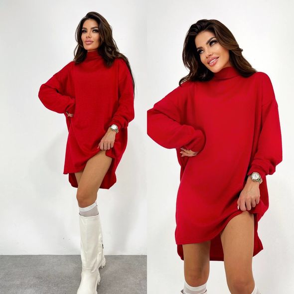 Женское платье свободного кроя красное 420, Цвет: Красный, Размер: 60-64 UKR (One size), фото 