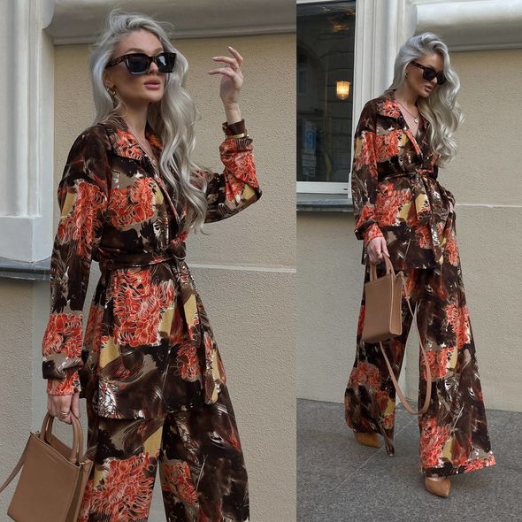 Жіночий гарний прогулянковий костюм 1344/1343, Колір: Червоний, Розмір: s-m, фото 