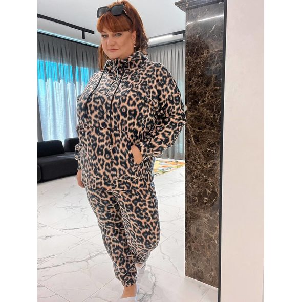 Жіночий спортивний леопардовий костюм 445, Колір: Коричневий, Розмір: 58-60, фото , зображення 2